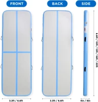 Air Tumble Track Inflatable Mat with Electric Pump - 6ft/10ft/13ft/16ft/20ft, 4in & 8in Thickness - Durable PVC Drop-Stitch Gymnastics Mat for Home, Pool, Beach and Park(m-3)