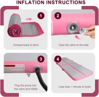 Air-Inflatable Gymnastics Tumbling Mat — 6ft/10ft/13ft/16ft/20ft, 4"" or 8"" Thickness with Electric Pump for Home Training, Cheer, Yoga, Beach & Water Use(m-6)