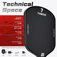 Advanced Pickleball Paddle – Ti-Carbon Hybrid Face, V-SONIC IV 16mm Core, Large Sweet Spot, Mid-Weight, Extended Grip | USAPA Tournament Approved(m-8)