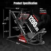 Dripex 2-in-1 Leg Press & Hack Squat Machine for Home Gym, 45° Combo with 4 Weight Plate Storage Posts — Plates Not Included(m-3)