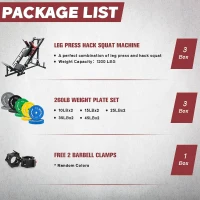 RitFit Multi-Angle Leg Press & Hack Squat with Weight Plate Set, Linear Bearing System and Plate Storage Posts for Complete Lower-Body Training(m-2)