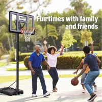 AWII SPORT Portable Basketball Hoop – 44/48"" Impact Backboard with Wheels, 4.8–10 ft Quick-Adjust Height System for Adults & Kids(m-6)
