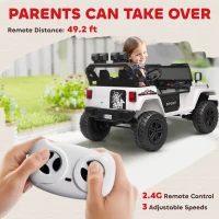 Qaba Ride on Truck Car with 2-Seater, 24V Electric Car with 4 Motors, Remote Control, Spring Suspension for 3-8 Years, White(m-7)