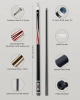 CRICAL 58-inch Carbon Fiber Pool Cue – Professional Low-Deflection Cue with 3/8×8 Pin Joint and 12.5mm Tip(m-3)