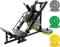 RitFit Adjustable Leg Press & Hack Squat Trainer with Included Weight Plates — Linear Bearing Home Gym Equipment for Total Lower-Body Development with Weight Storage(m-1)