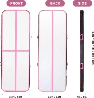 Air Tumble Track Mat with Electric Pump - Inflatable Gymnastics Mat 10ft/13ft/16ft/20ft, 4in or 8in Thick - Portable, Waterproof for Home Training, Cheer & Pool Use(m-3)