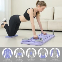 JANUA 5-in-1 Pilates Reformer Sliding Board - Foldable Home Pilates Set with Added Push-Up & Pilates Bars(m-3)