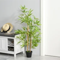 Outsunny Artificial Bamboo Tree, 4ft Fake Tree with Realistic Leaf and Natural Trunk, Decorative Plant in Nursery(m-4)