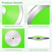 2-Pack 1.6 kg Sports Training Discus — Nylon-Iron Construction, Anti-Slip Polished Finish, Flat Design for High School Track & Field(m-5)