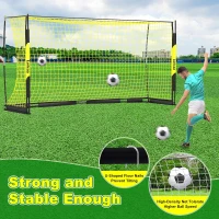 Collapsible Soccer Goal 12×6 ft / 16×7 ft – Portable Pop-Up Net with Carry Bag, 4 Ground Stakes & 12 Training Cones(m-3)