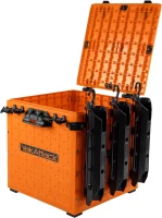 YakAttack BlackPak Pro 13"" x 13"" Orange Fishing Crate with 3 TetherTube Rod Holders – Compact Kayak Tackle Organizer | Made in USA(m-3)