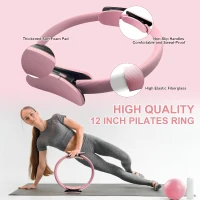 Pilates Home Workout Kit — 12"" Ring & 9"" Mini Ball with Adjustable 1 lb Wrist/Ankle Weights, 5 Latex Resistance Bands, TPE Stretch Band, Tape Measure & Carry Bag(m-3)