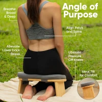 Portable Bamboo Seiza Meditation Bench with Removable 1.6"" Thick Cushion, Magnetic Locking Hinges and Canvas Carry Bag(m-3)