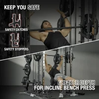 Mikolo M4 Smith Machine 2200 lb Squat Rack with Lat Pulldown, Cable Crossover & Leg Hold-Down Attachment(m-3)