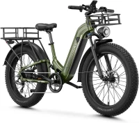 Aipas M1 Pro Electric Fat-Tire Bike — 1800W Peak (110Nm), 48V 17.5Ah Removable Battery, 26""x4.0"" Tires, Dual Suspension, 36MPH, 7-Speed(m-1)