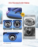 QPAU Heavy-Duty 2-Person Snow Sled with Reinforced Canvas Cover — 63.5"" x 33.5"" Inflatable Tube with Strong Handles, Family Winter Toboggan(m-6)