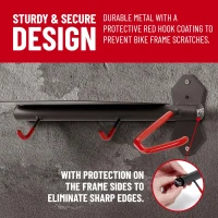 PRO BIKE TOOL Indoor Steel Bike Storage Rack — Compact Wall Mount Holder for Bicycles & Accessories, Black/Red(m-6)