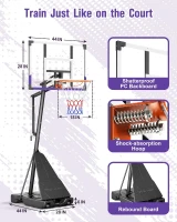 TONBUX Portable Basketball Hoop Outdoor 44/48"" Shatterproof PC Backboard, Stepless 5.25–10 ft Height Adjustment, Wheeled Base for Backyard & Driveway(m-2)