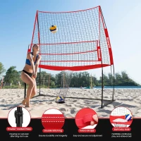 Bearwill Adjustable Volleyball Practice Net System — Portable Training Net for Backyard, Indoor & Outdoor Use(m-4)