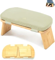 100% Natural Bamboo Folding Meditation Bench — Seiza Kneeling Stool with Cushion (Beige)(m-1)