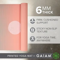 Gaiam Premium 6 mm Printed Yoga Mat — Extra-Thick, Non-Slip Exercise & Fitness Mat for All Styles of Yoga, Pilates & Floor Workouts (68 in x 24 in x 6 mm)(m-3)