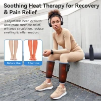 FIT KING Rechargeable Cordless Calf Compression Massager with Heat — 3 Heat Levels, 3 Modes & Intensities for Circulation, Edema, RLS & Pain Relief — Portable Gift(m-3)