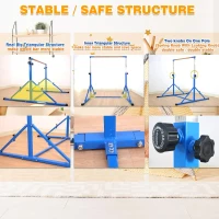 MARFULA 4ft/5ft Foldable Gymnastics Kip Bar Set with Mats – Adjustable Height 36–60 inch, 4 ft Width, Professional Training Equipment for Kids and Clubs(m-2)