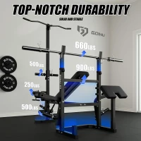 GOIMU Z3 9-in-1 Olympic Weight Bench Set with Leg Extension, Preacher Curl Pad & LAT Pulldown – 900 lb Capacity Strength Bench for Home Gym(m-4)