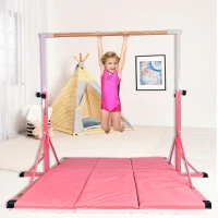 Portable Gymnastics Bar 5FT/6FT for Kids Ages 5-20 - Adjustable 35""–59"" (5FT Model), 500 lb Capacity with Folding Mat(m-5)