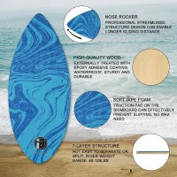 Skipper 36-inch High-Gloss Wooden Skimboard – 7-Layer Beginner Skim Board for Teenagers & Adults, Soft IXPE Traction Pad, 3 Colors(m-3)