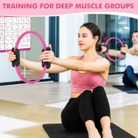 Pilates Home Gym Set — 14"" High-Resilience Ring, Multi-Level Fabric Bands, Mini Ball and Gliders with Training Poster(m-2)