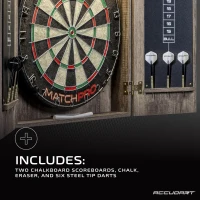 Accudart Match Pro Official 18"" Self-Healing Sisal Dartboard Cabinet Set with LED Lighting(m-6)
