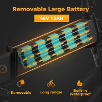 Jasion X-Hunter Foldable E-Bike — 750W Motor (Peak 1400W), 624Wh Removable Battery, 30 MPH, 20""x4"" Fat Tires, Full Suspension, 70+ Mile Range, 7-Speed(m-3)