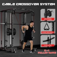 GOIMU S1-V4 Smith Machine Power Cage — 2000 lb Capacity All-in-One Squat Rack with Cable Crossover System and Multiple Attachments(m-4)