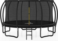 JELENS Backyard Trampoline — Available 8/10/12/14/15/16FT with Enclosure Net & Ladder, Galvanized Anti-Rust Frame, ASTM F381-16(m-1)