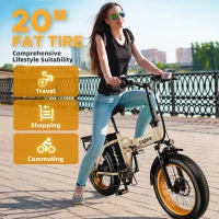 1000W Folding Electric Bike — 48V 20Ah Removable Battery, 750W Nominal/1000W Peak Motor, 20"" Fat Tires, 30+ MPH, Up to 80 Miles, Foldable Commuter Ebike(m-5)