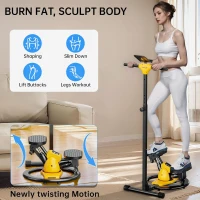 Twist Stepper Machine with Adjustable Handlebar and 360° Waist-Twist Function, Quiet Mini Stair Stepper with LCD and 300 lb Capacity(m-8)