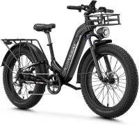 Aipas M1 Pro Step-Through Electric Mountain Bike — 1800W Peak (110Nm) Brushless Motor, 48V 17.5Ah Removable Battery, 26"" x 4.0"" Fat Tires, Dual Suspension, 36 MPH, Up to 85-Mile Range, 7-Speed(m-1)