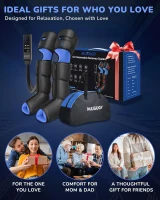 MUSUGY Sequential Compression Leg Massager with Heat – Full-Leg Air Compression Boots, 6 Modes, 9 Intensities & 3-Zone Heat for Circulation and Pain Relief – Gift for Athletes & Parents(m-8)