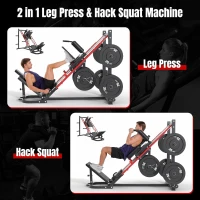 Dripex 2-in-1 Leg Press & Hack Squat Machine - 45° Combo with 4 Plate Holders, Professional Home Gym Lower Body System(m-2)