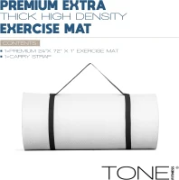 Tone Fitness One-Inch High-Density Yoga Mat — Extra-Thick Non-Slip Exercise Mat with Carrying Strap for Yoga, Pilates & Home Gym(m-2)