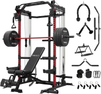 Mikolo HR05 Power Cage — 2000 lb Power Rack with Independent Dual 1:1 Pulley System & Multi-Function Cable Crossover(m-1)