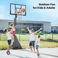 Portable Basketball Hoop System with 44/48"" PC Backboard, Quick Height Adjustment to 10 ft, Wheeled Base for Backyard/Driveway/Court(m-9)