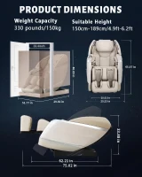 RelaxRelife 4D Full-Body Massage Chair with 166° Flexible SL Track, Reading Lamp, 18 Modes, 11 Techniques, 36 Airbags, Zero Gravity Recliner, Yoga Stretch & Foot Massage (Beige)(m-2)