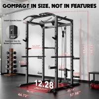 GOIMU C1-V4 Power Cage — 2000 lb Capacity Squat Rack with Lat Pulldown, Multi-Function Strength Cage with Multiple Attachments for Home/Garage(m-8)
