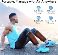 FIT KING Rechargeable Cordless Calf Compression Massager with Heat — 3 Heat Levels, 3 Modes & Intensities for Circulation, Edema, RLS & Pain Relief — Portable Gift(m-4)