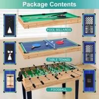 48"" 12-in-1 Combo Game Table — Ping Pong, Foosball, Air Hockey, Pool & More with Accessories for Game Rooms and Family Nights(m-3)