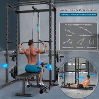 Multi-Functional Power Cage — Heavy-Duty Rack with J-Hooks, Dip Handles, Landmine, and Optional Cable Pulley System for Home Gym(m-7)
