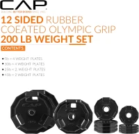 CAP Barbell 2-Inch Olympic Cast Iron Plate Set — 75 to 285 lbs, Multiple Configurations(m-2)