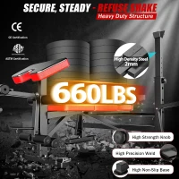 OPPSDECOR 6-in-1 Adjustable Weight Bench with Leg Extension/Curl & Preacher Pad (660 lb)(m-2)